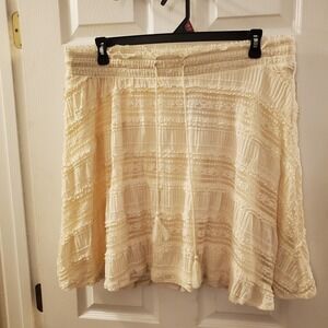TORRID sz 2 Mini Lace Smocked elastic waist skater skirt NWT cream boho romantic